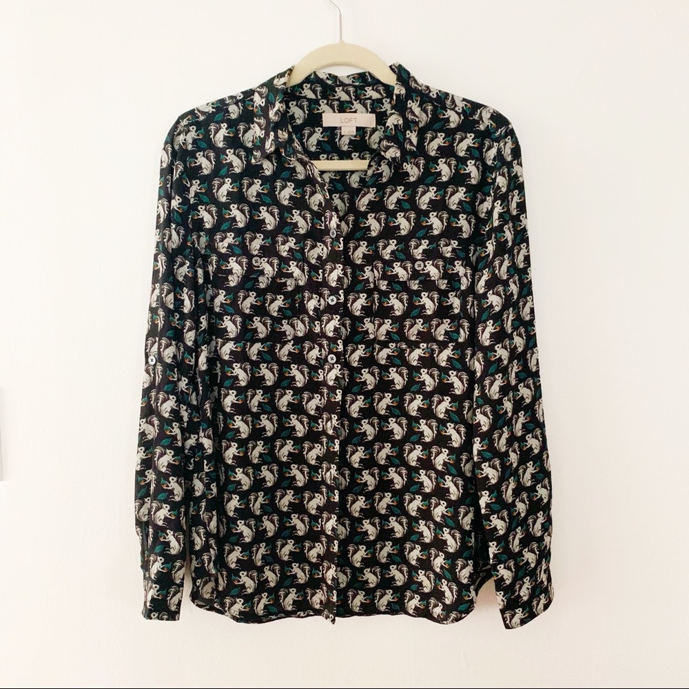 LOFT Squirrel Patterned Top